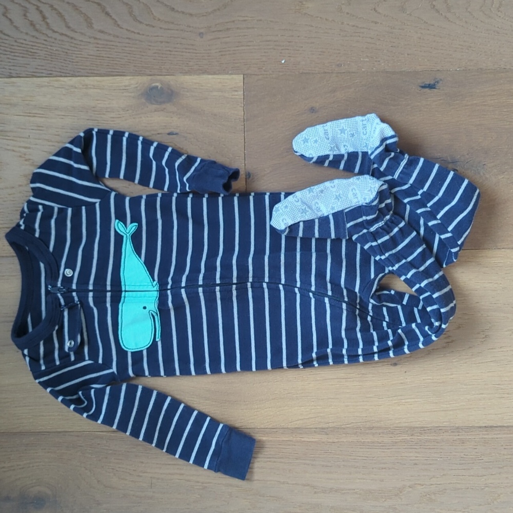 Cotton footie pajamas 18 month, Whale